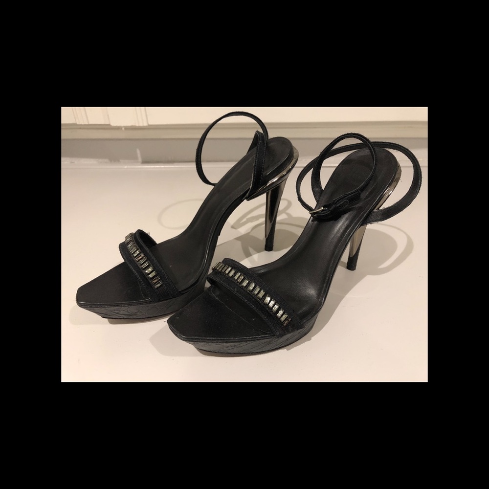 Herve Leger Black Elle Sandals, New!